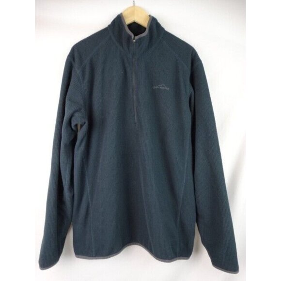 Eddie Bauer Mens Shirt Size LT Blue 1/4 Zip Collar Waffle Long Sleeve Sweatshirt - Picture 1 of 7